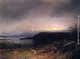 Herman Herzog Canvas Paintings - Campfire in Moonlight